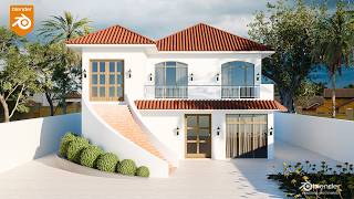 Modern Roof House Exterior - 3D Architectural Visualization || Blender || Cycles Render