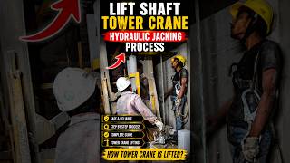 Lift Shaft Tower Crane Hydraulic Jacking Process 🏗️ |Step By Step Tower Lifting #shorts#construction