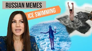 ICE SWIMMING in SIBERIA. Russian memes.