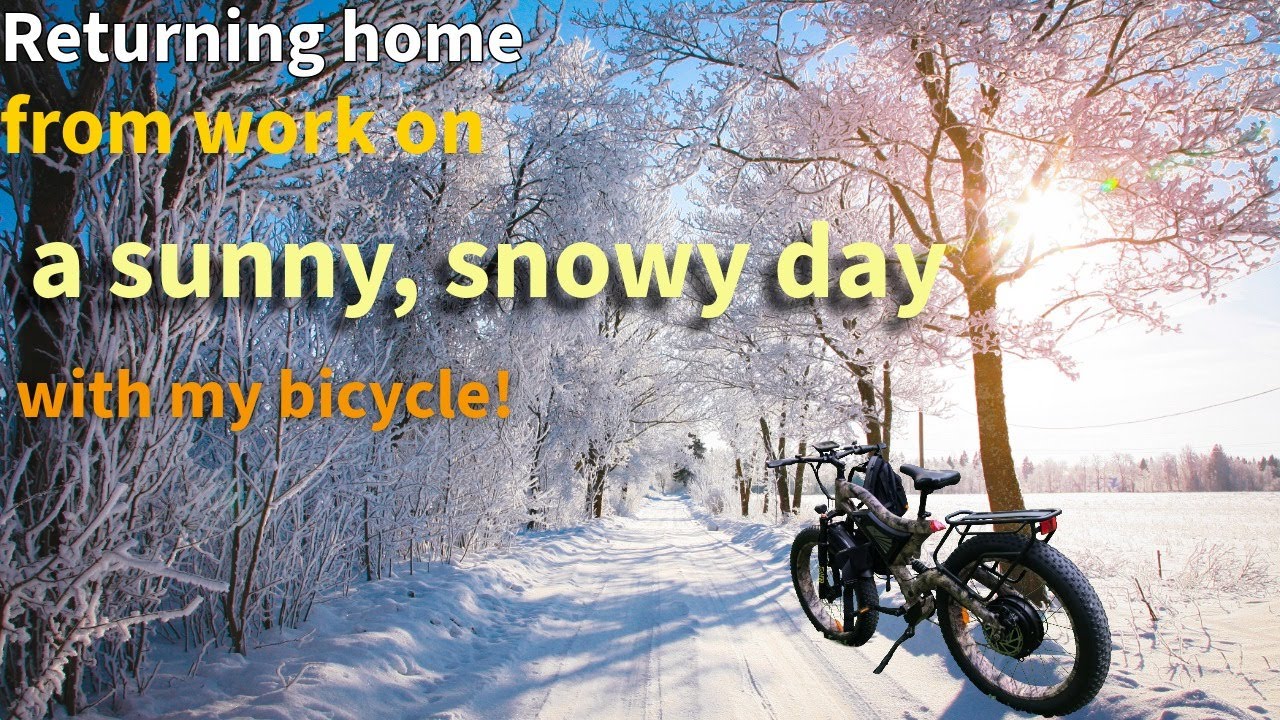Ride home from work with Bicycle in a beautiful sunny snowy day !!!