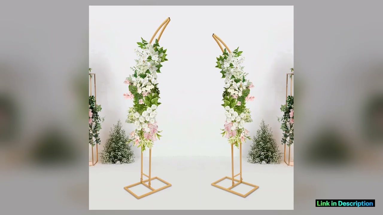 2PCS Wedding Arched Bracket21m 19m WhiteGold Curved Wedding StandDecoration Backdrop Stand for