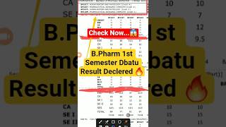 B.Pharm 1st Semester Dbatu Result Declered 🔥 Check Now...😱#dbatu