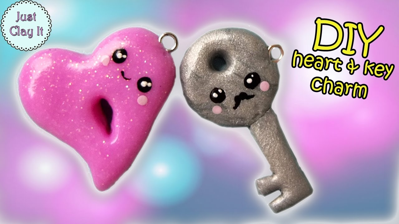 DIY ♡ Kawaii Heart and Key BFF polymer clay tutorial! - YouTube