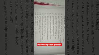 Mr Chips Important Question  2nd Year English 