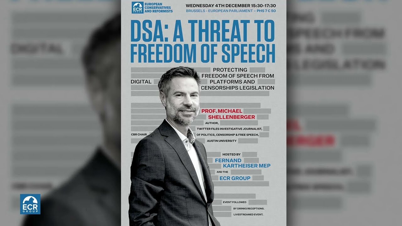 Michael Shellenberger warns EU Parliament about threat to freedom of speech posed by DSA
