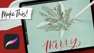 Be Merry! Easy Evergreen Doodles in Procreate screenshot 1