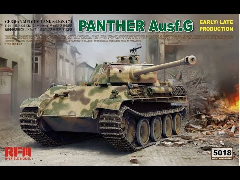 Video: Rye Field Model RFM5018 Panther Ausf.G rané/pozdní provedení s pohyblivými pásy (1/35)