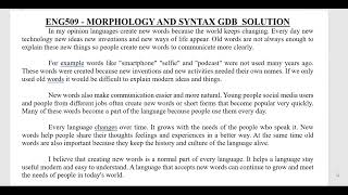 ENG509 GDB 1 Solution 2026 | Morphology and Syntax | Virtual University