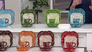 Temp-tations Old World or Floral Lace 16pc Square Dinnerware Set on QVC