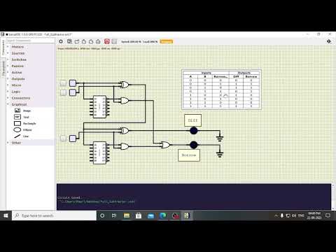 Design of 1-bit Full Subtractor using SimulIDE