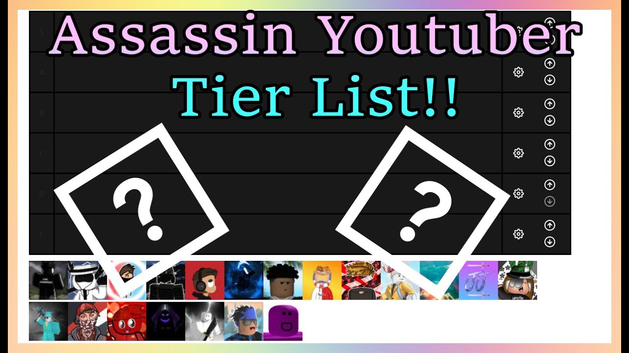 Roblox Assassin YouTuber Tier List!! || Roblox Assassin