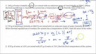 Lecture 1.14 Review of simple Calorimetry Problems