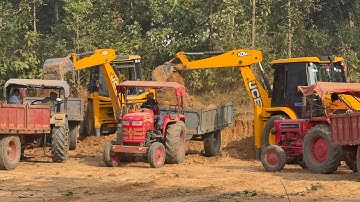 JCB 3DX plus Loading Compitition Mud 😃 Six Sonalika Mahindra Tractor Speed Mud ll JCB Tractor video