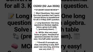 CS302 Current Paper Review 2026 🔌 | Digital Logic Design Paper Tough or Easy? #vupaper #shorts
