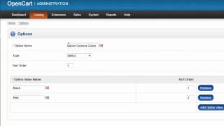 Opencart - adding a product with options, eg. colour