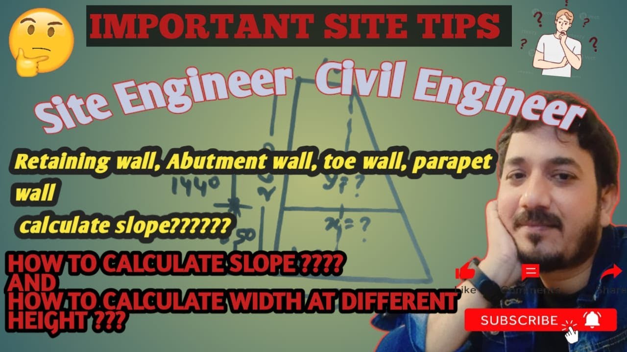 calculate the slope of Abutment ,Retaining , parapet ,Toe for formwork shuttering of incliend wall