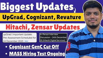 🔥UpGrad Biggest Test | Cognizant Exam Cut Off | Persistent, Hitachi, Zensar Mass Updates | 2021-2026