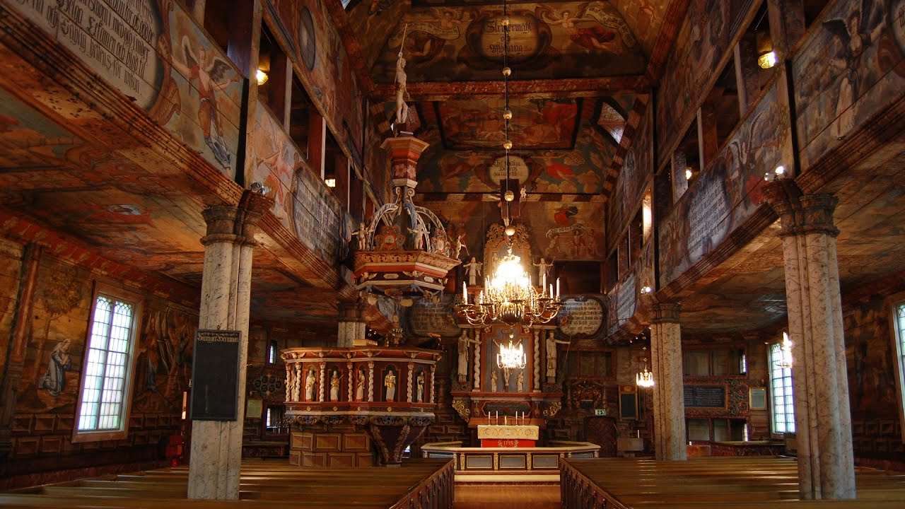 Take a tour trough ancient Swedish architecture in Habo Church, an 18th century wooden cathedral