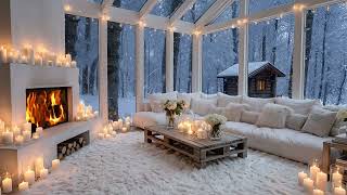 ❄️🎼 Relaxing Winter Piano in a Peaceful Cozy Room | Snowy Night Ambience | 4 Hours Study & Sleep