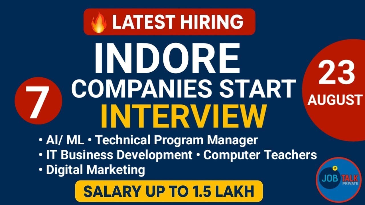 🚀Latest IT Jobs in Indore | 7 Companies Hiring Now | Salary up to ₹1.5 Lakh | Apply Today