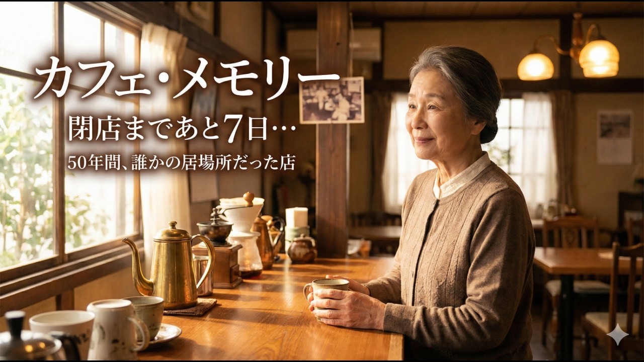 【朗読】カフェ・メモリー 〜閉店まであと7日...50年間、誰かの居場所だった店〜【感動物語】