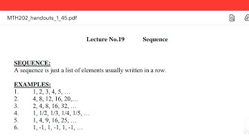 MTH202 |Lecture#19| Sequence