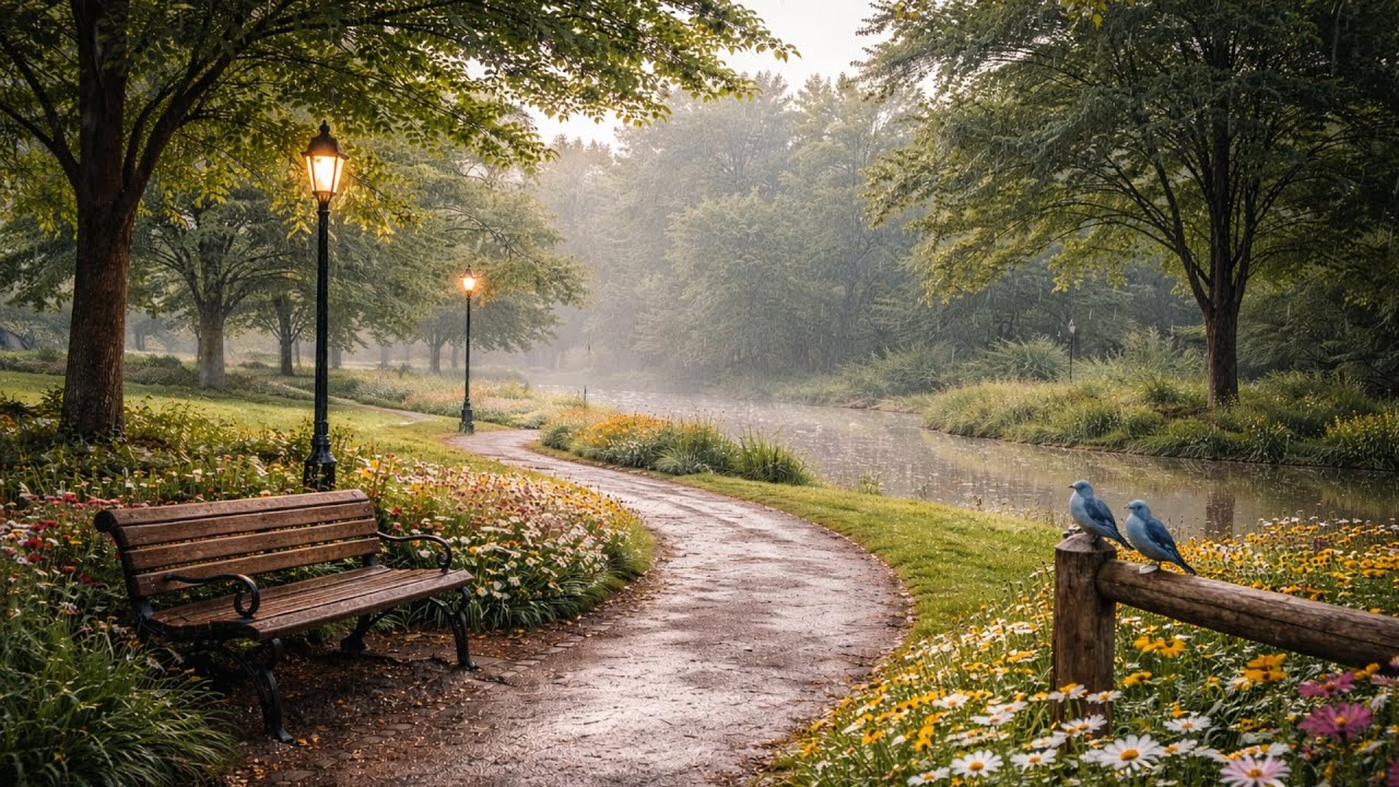 8 Hours Rain & Birds Ambiance 🌿 Gentle Park Sounds for Sleep, Focus & Relaxation