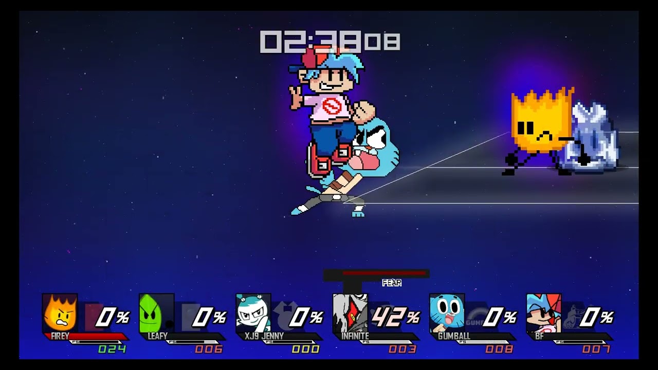 [SSB Omega CMC] Firey VS. Leafy VS. XJ9 Jenny VS. Infinite VS. Gumball VS. Boyfriend