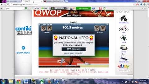 qwop race to 100 metres recorded last 30 seconds, fail