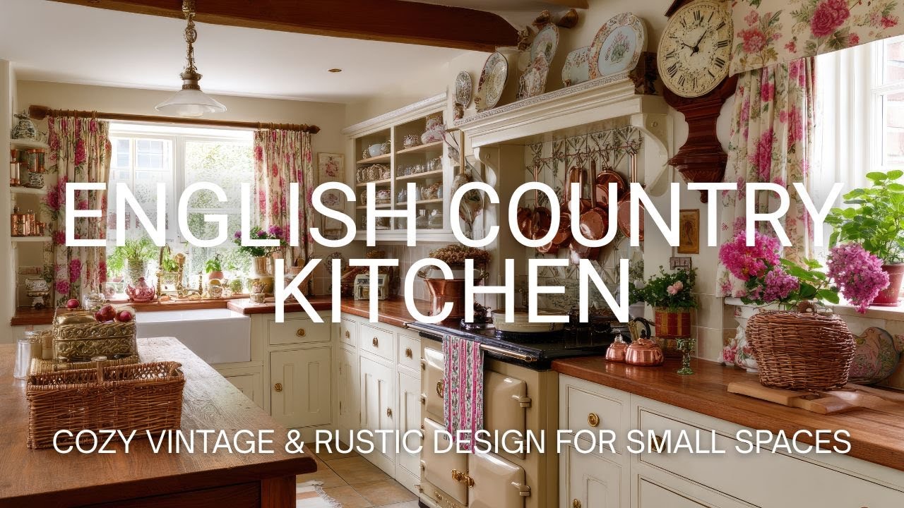 Дизайн кухни в английском стиле | Винтажные деревенские идеи декора для небольших помещений