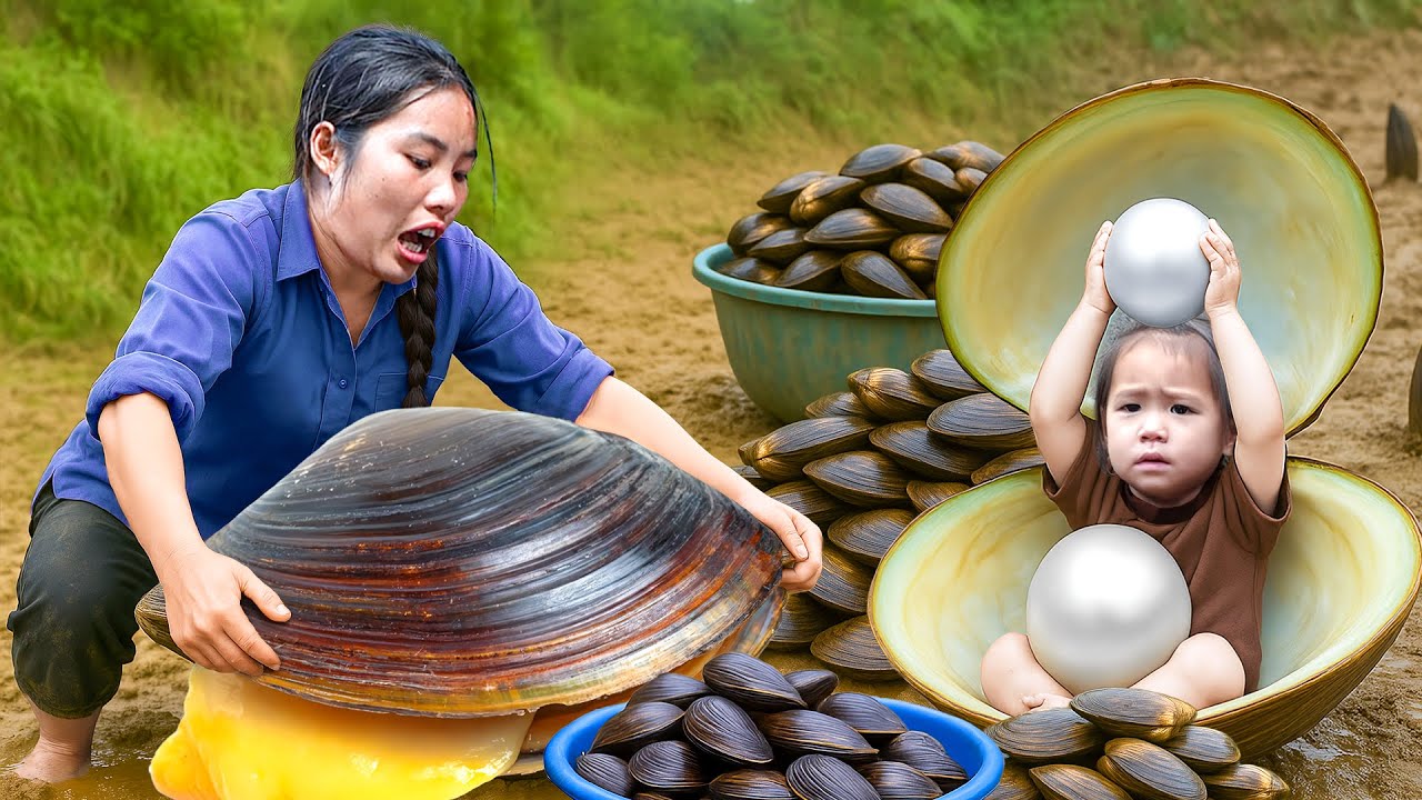 Harvest 2000+ Giant Oysters by Hand to Sell at the Market, Cooking Oyster Porridge for my Children