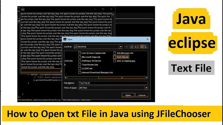 Using JFileChooser to Open Text File in java | Eclipse