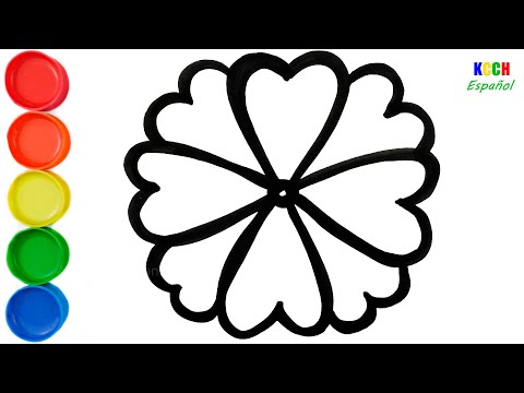 Cómo dibujar y colorear flores con brillo y acuarela | Pintura para niños | Aprendizaje del Bebé