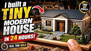 I built a Tiny Modern house in 24 hours | Miniature Construction Timelapse