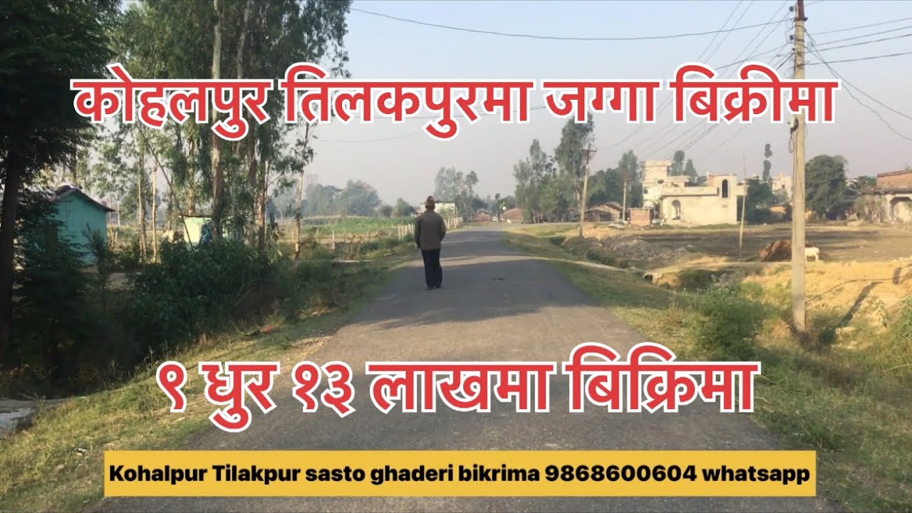 Land for sale at Kohalpur Tilakpur 9 dhur 13 lakh 9868600604