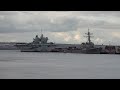 HMS Queen Elizabeth & USS The Sullivans  Depart Portsmouth Harbour.