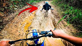MINI HATER GOT HIS MINI MOTORCYCLE INTO THE WORST MUD