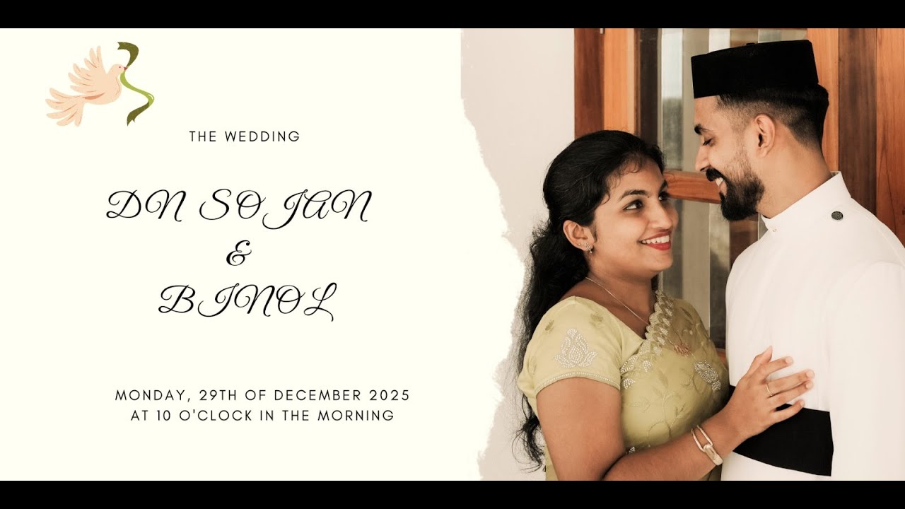 WEDDING LIVE STREAM || Dn Sojan & Binol  || 29-12-2025 @ 10 AM