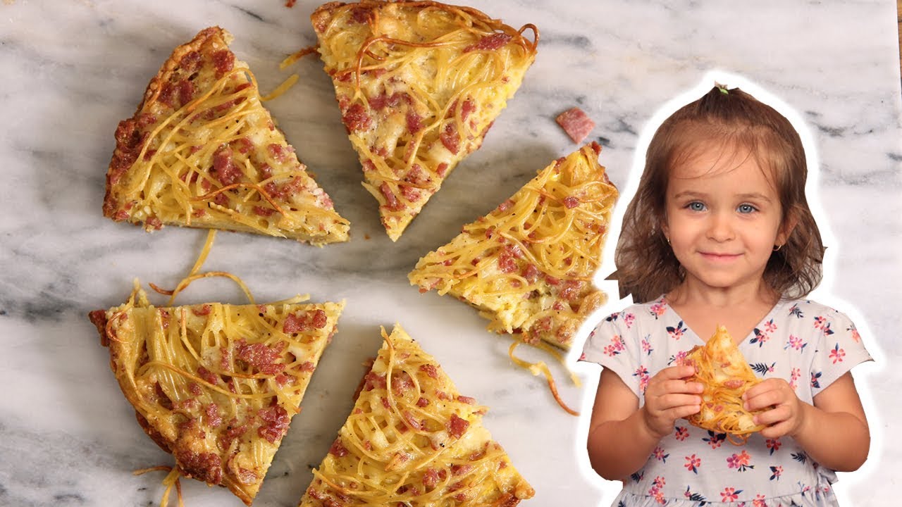 Spaghetti Pie: The Portable Pasta - with Mommy and Mia | Laura in the Kitchen