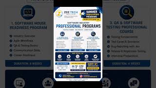 #ZeeTechInstitute #SummerPrograms #ITTraining #CareerGrowth  #OnlineLearning #ProfessionalTraining