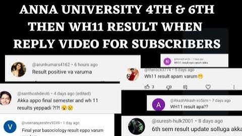 Anna University Wh11 result & 4th & 6th semester result update
