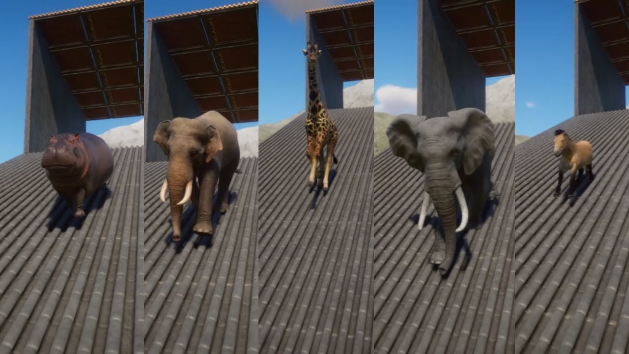Animals Passing Through Different Obstacle in Planet Zoo | Giraffe, Buffalo, Horse, Elephant & etc