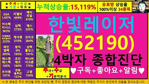 한빛레이저(452190)4차원종목진단및향후주가전망 추수기(추수)전문가