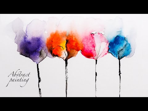 Teaching Watercolor Painting Of Flowers In Abstract Style
