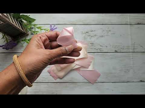 4cm wide satin ribbon flower making with card measurements, simple and easy rose flower.