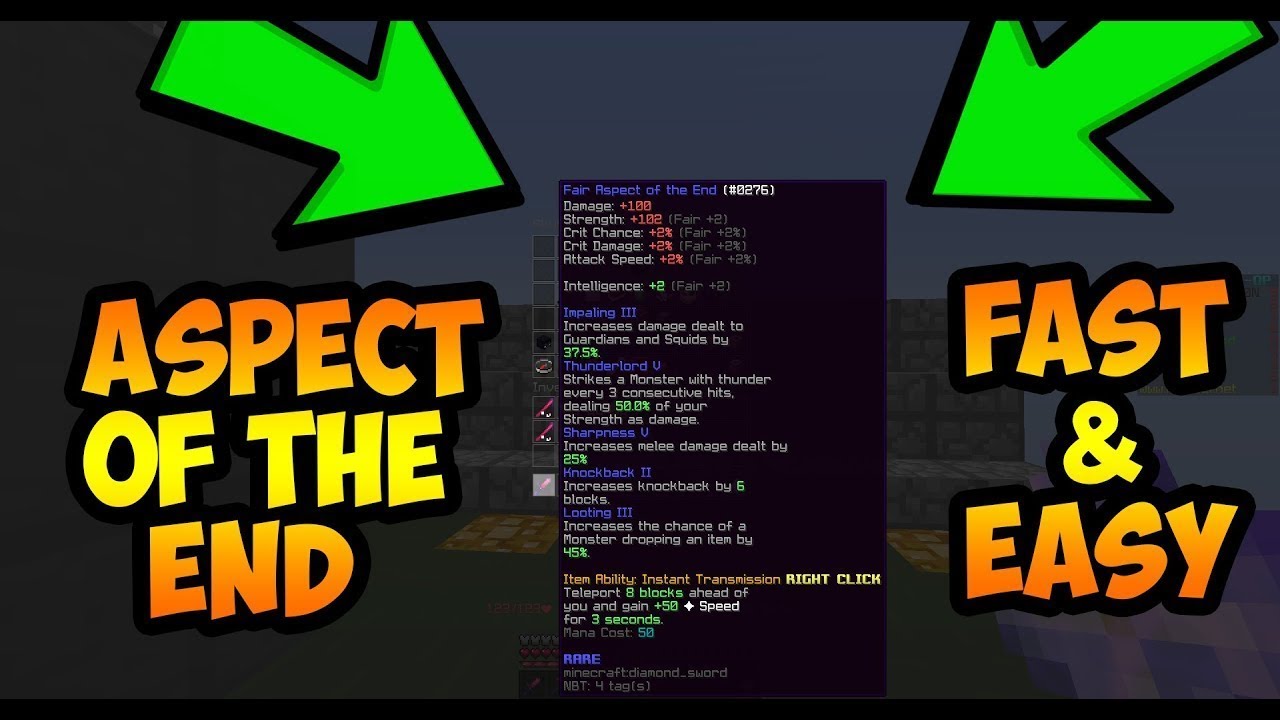 Fastest way to get aspect of the end (Aote) | Redesky Skyblock | Gaming Queue