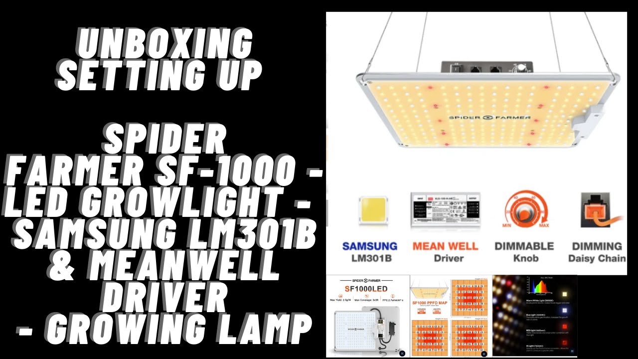 Unboxing And Setup Spider Farmer SF-1000 - LED Growlight  Samsung LM301B & MeanWell Driver