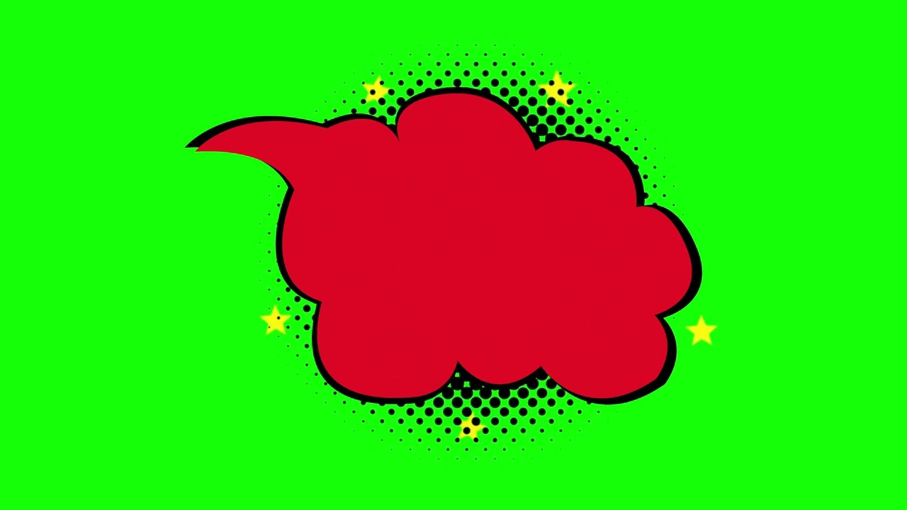 Empty Red Comic Speech Bubble Animation on Green Screen | 4K | FREE TO USE