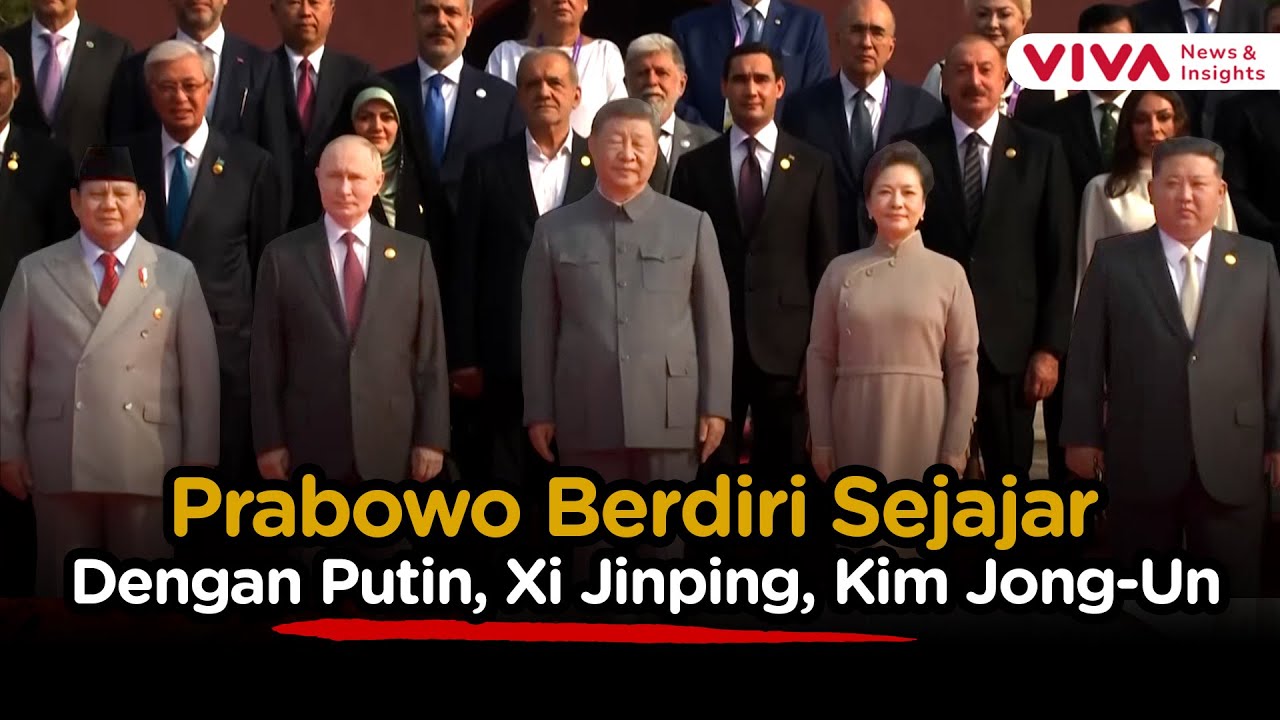 Momen Langka! Prabowo Berdiri di Barisan Depan Bersama Xi Jinping, Kim Jong-Un & Putin