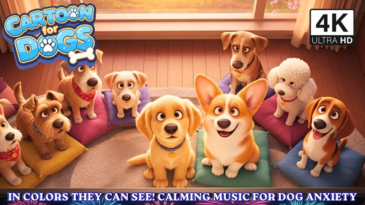 Spring Dog Cartoon in Colors They Can See! 💤🐶 All-Day Anti-Boredom Videos for Home Alone Dogs